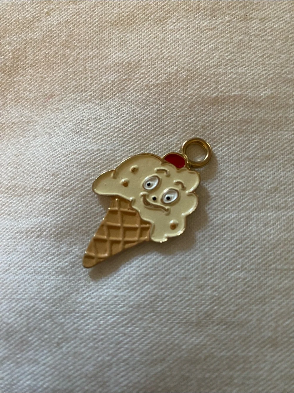 Smiling Cream Ice Cream Cone Charm Pendant for Kids